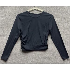 Lululemon Shirt Women 6 Black Slim Fit Side Cinch Long Sleeve Waist Length Crop